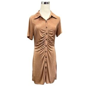 "And Now This" Womens Polo Shirtdress Taupe Size Medium
